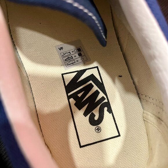NWT Vans Navy Old Skool V Shoe Velcro Suede Canvas Low Top Side Stripe Unisex - Picture 10 of 10
